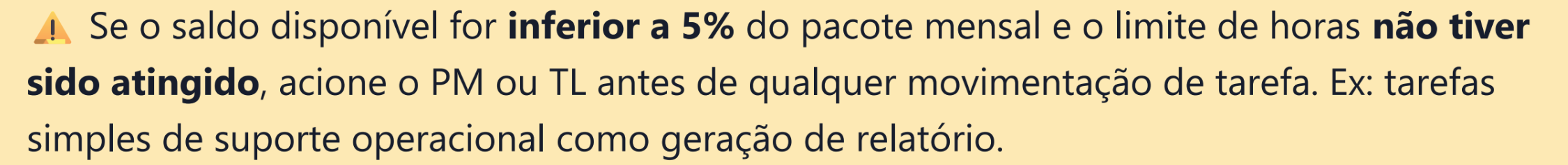 Regra de exceção para saldo crítico