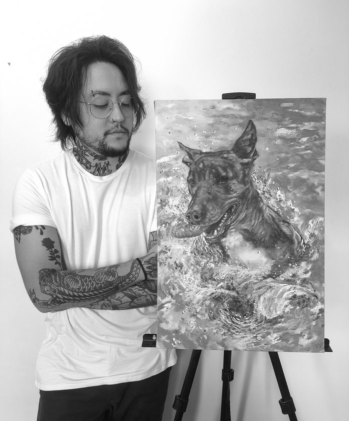 João P. Matumoto com pintura