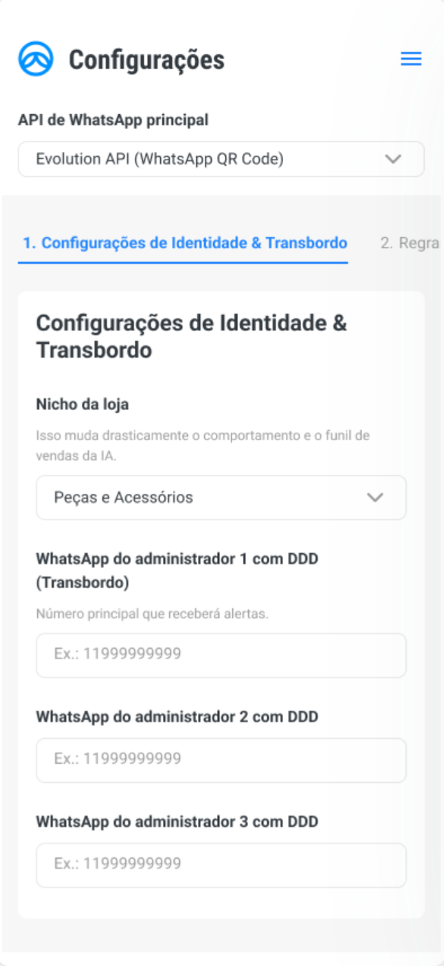 Configurações redesenhadas