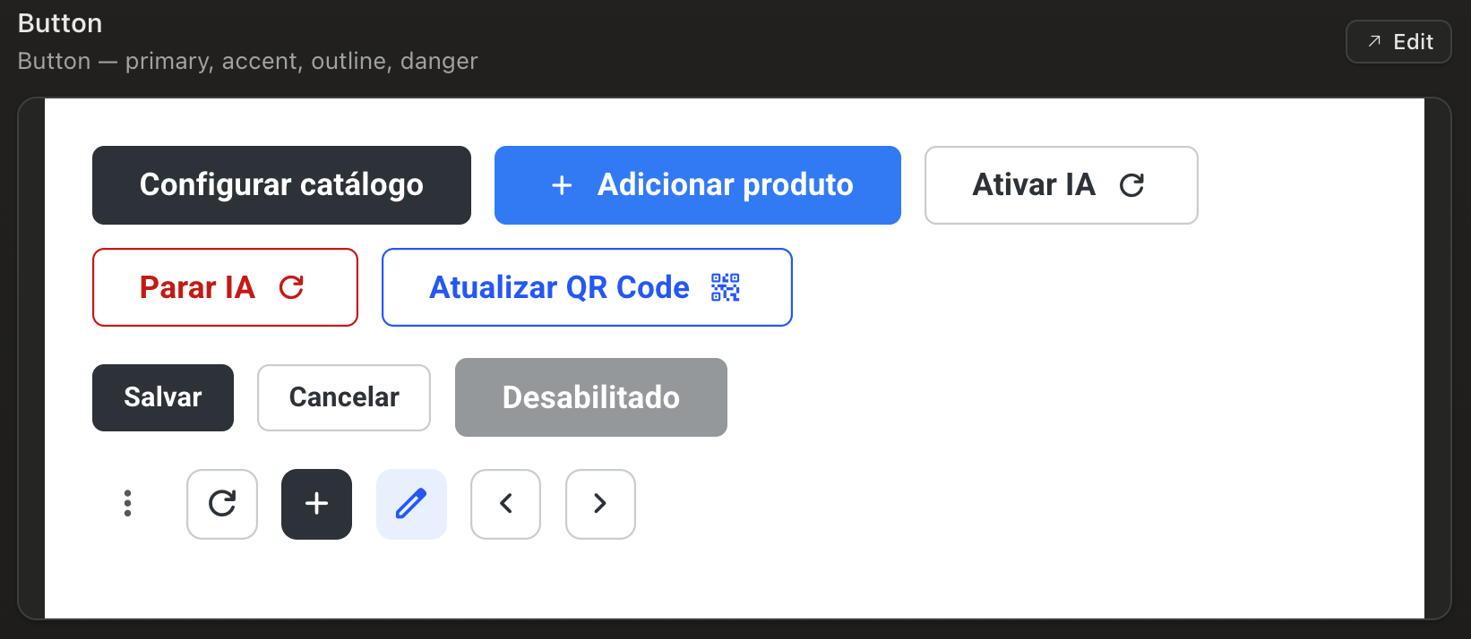Componentes de botão do design system