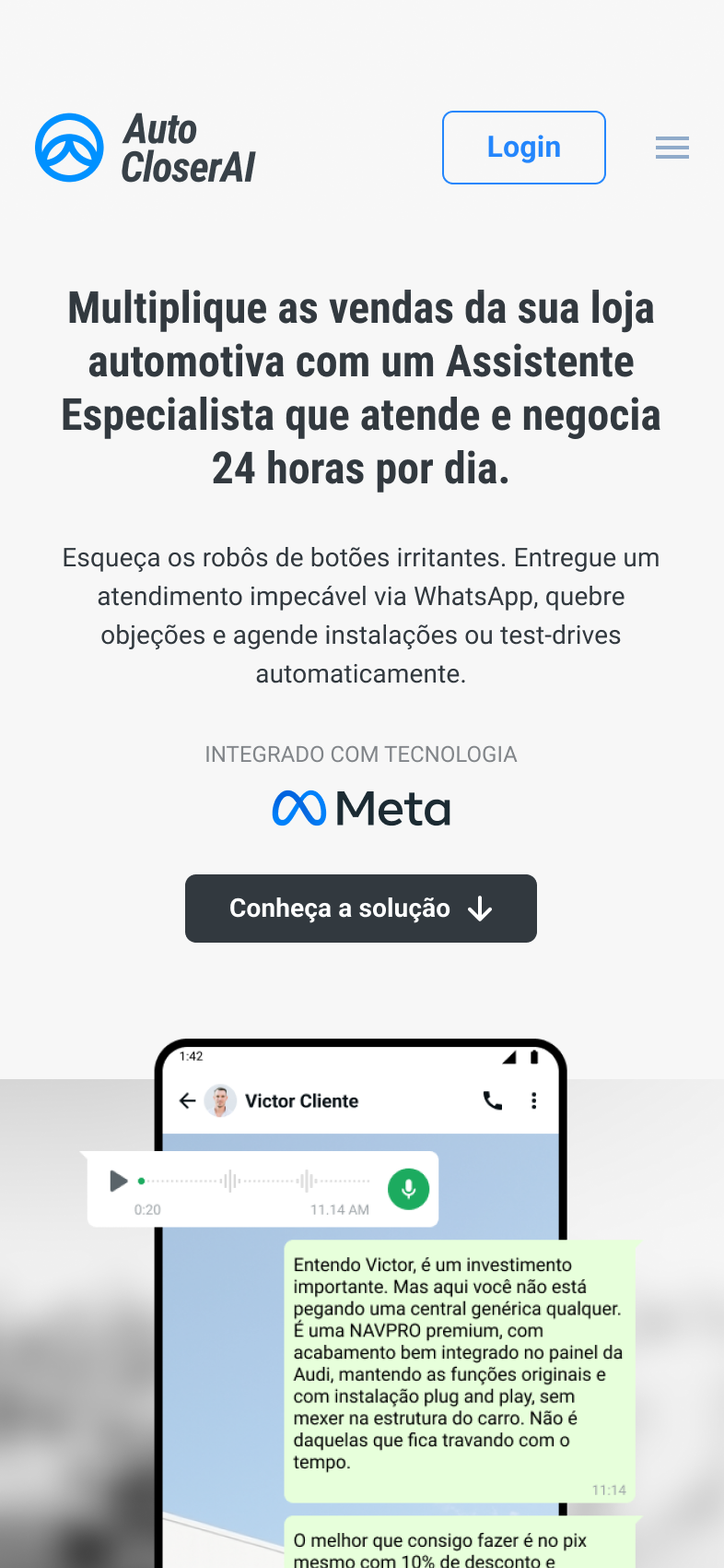 Hero da landing page no celular
