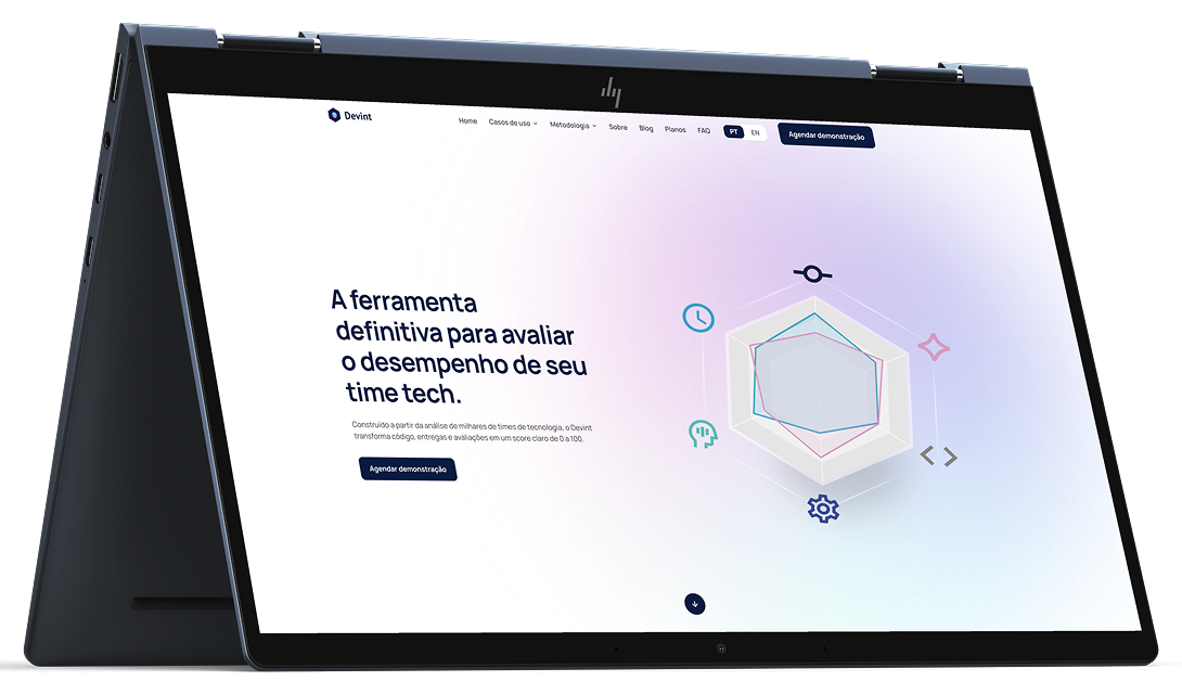 Site institucional da Devint em um tablet