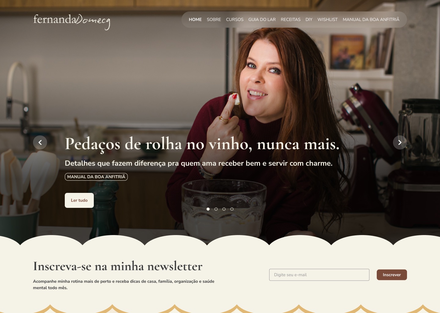 Home do site da Fernanda Domecg no desktop