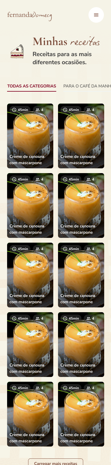 Receitas no celular