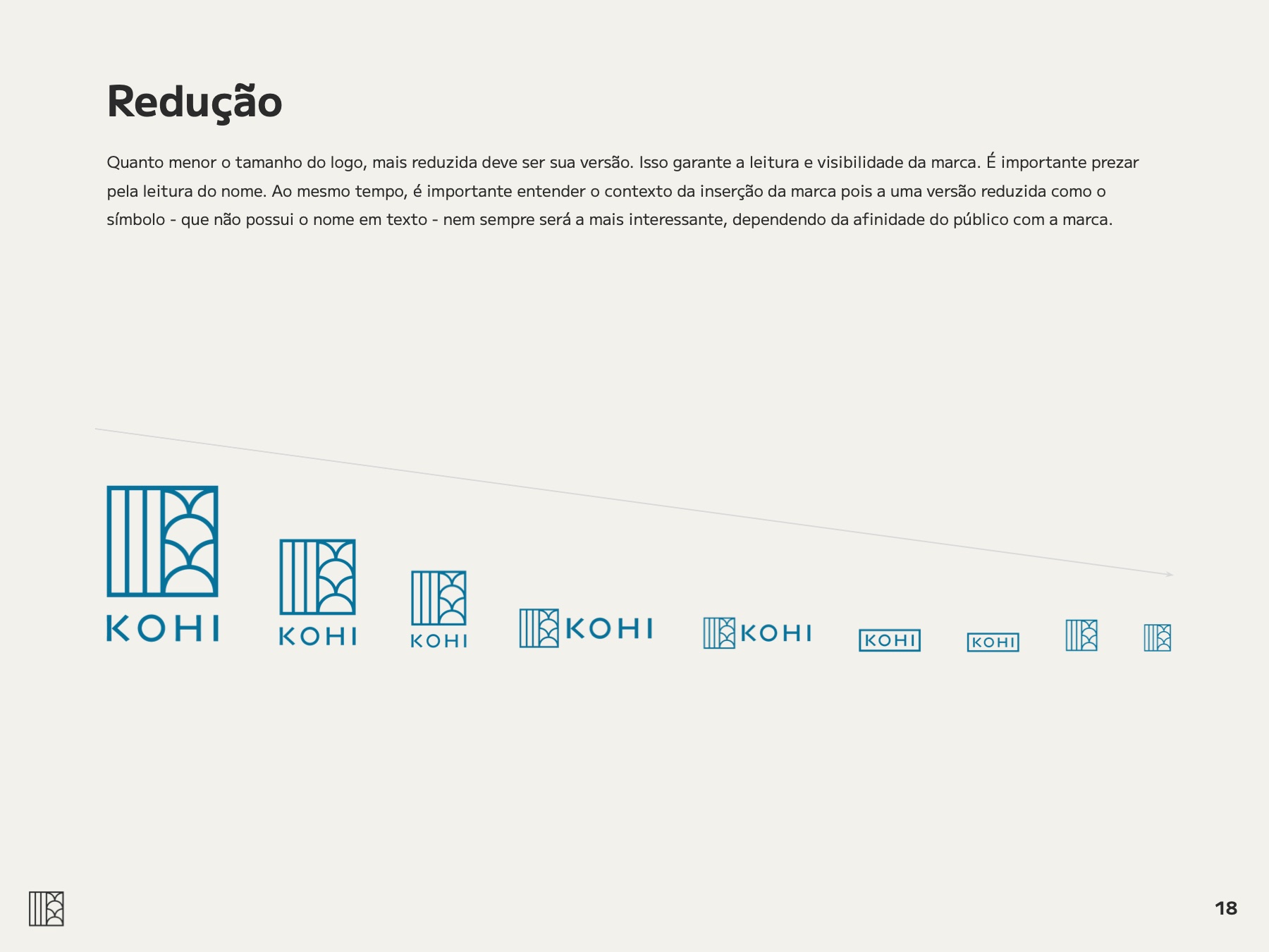 Slide de redução do logotipo