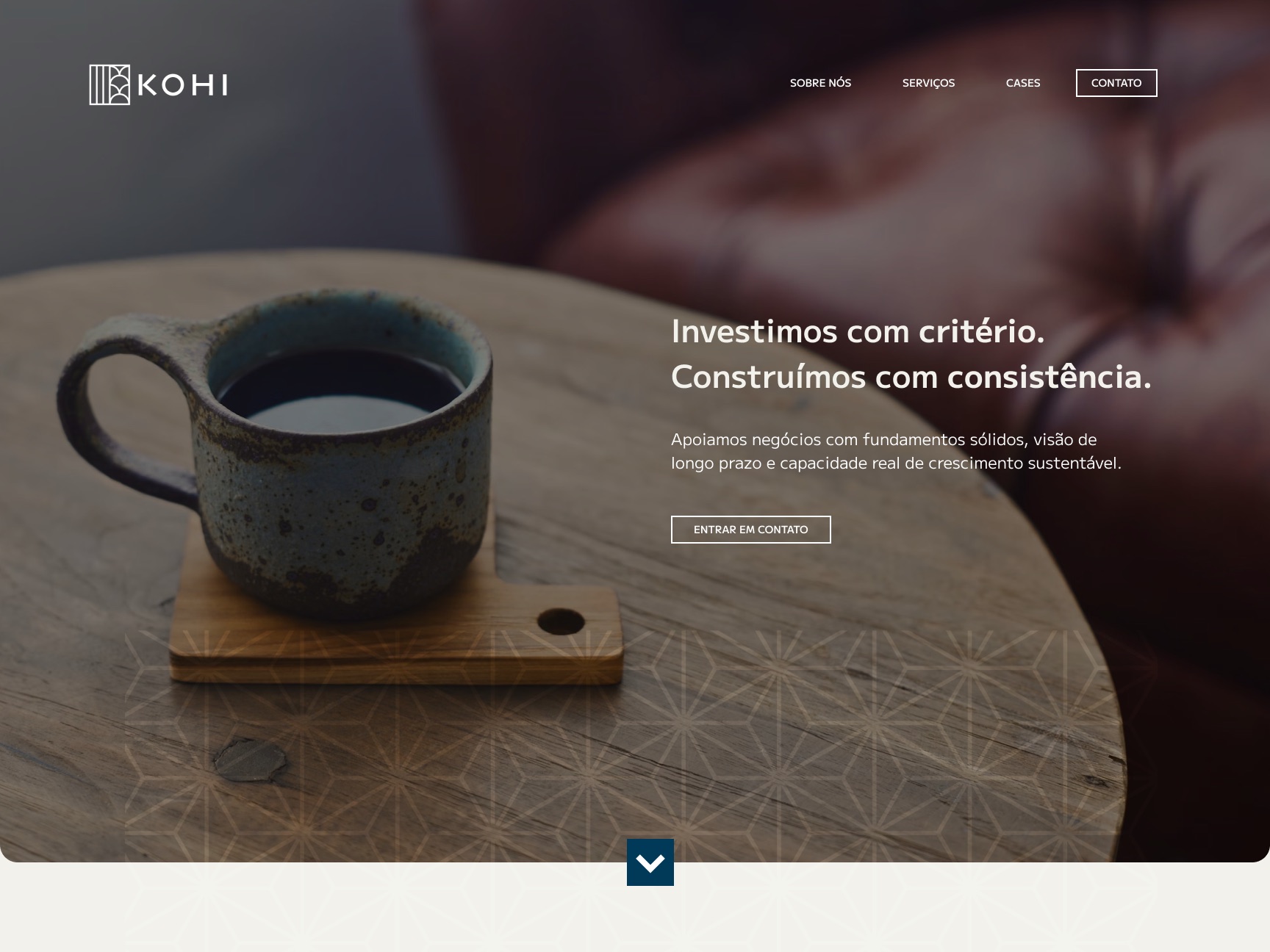 Página inicial do site da Kohi Ventures