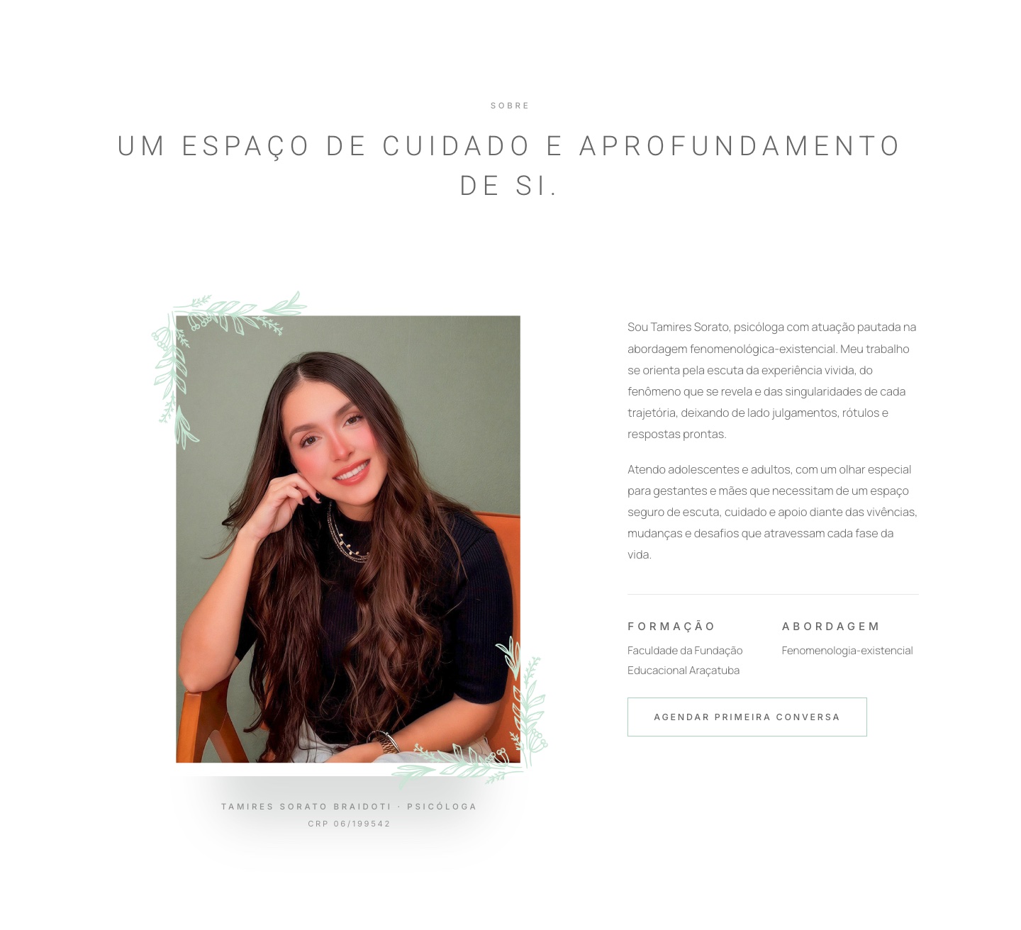 Seção Sobre do site