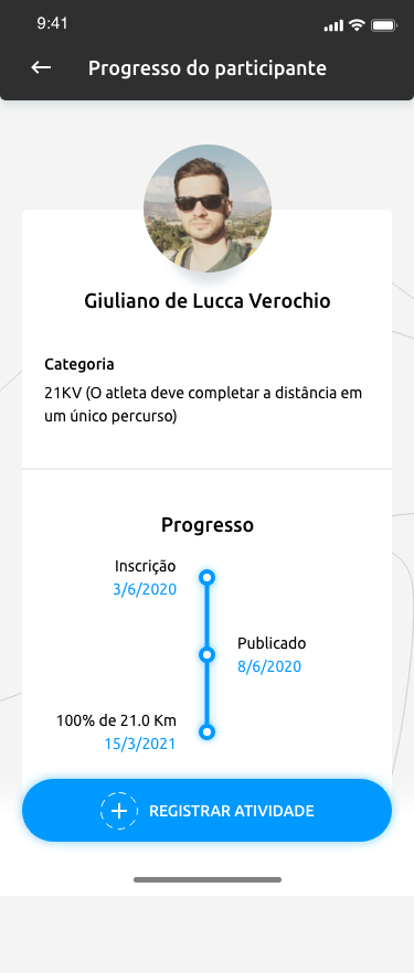 Tela de progresso do participante