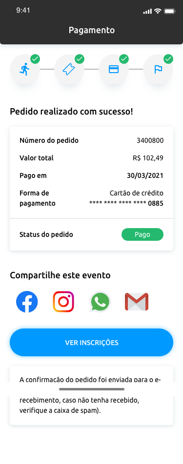 Tela de pedido realizado