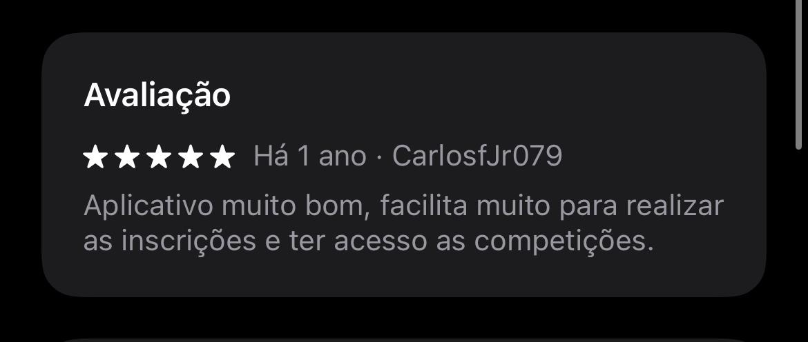 Avaliação do app na App Store