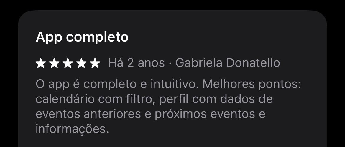 Avaliação do app na App Store
