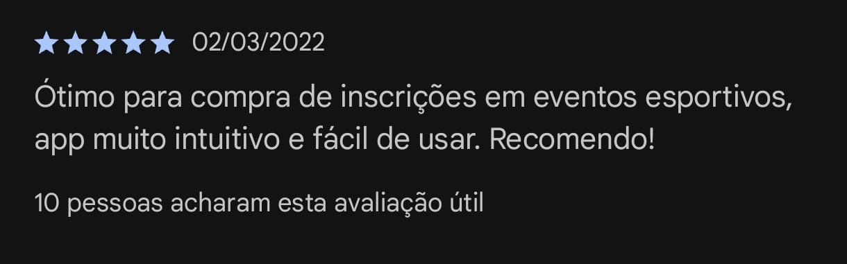Avaliação do app na Google Play