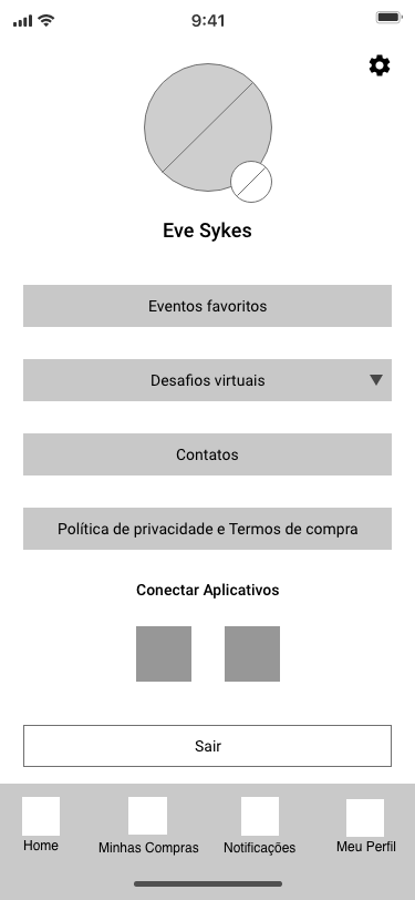 Wireframe de perfil